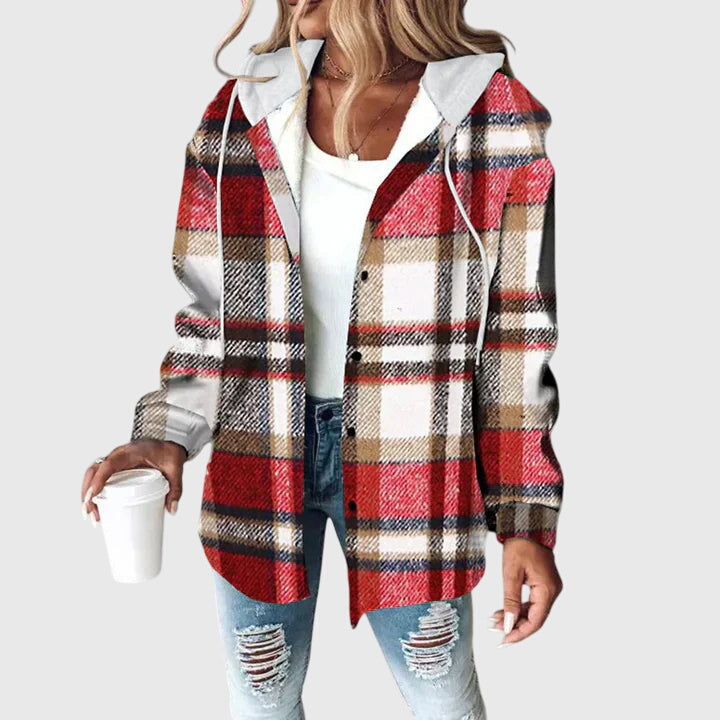 Jaylin | Plaid Hooded Flannel Jacket with Buttons
