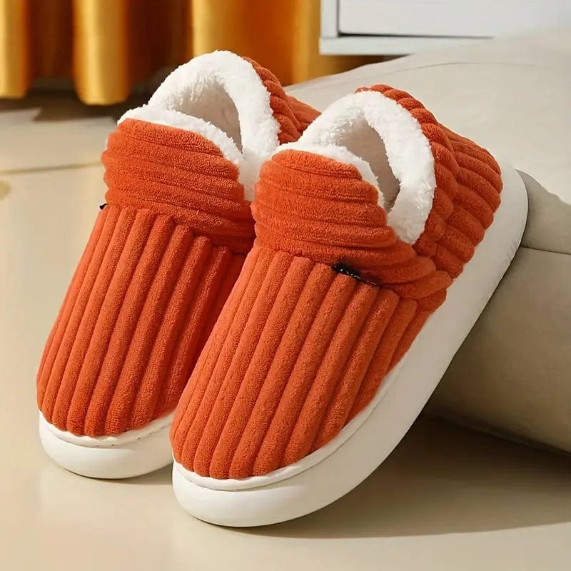 Amberly | Corduroy Faux Fur Slippers with Plush Lining