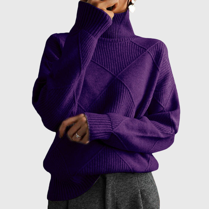 Neve | Geometric Knit Turtleneck Sweater with Long Sleeves