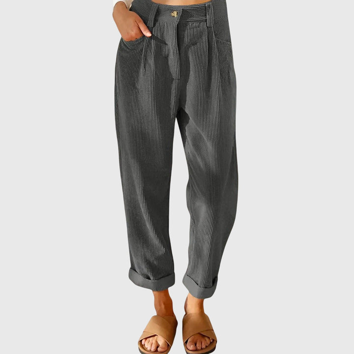 Ziva | High-Waisted Corduroy Pants with Pockets