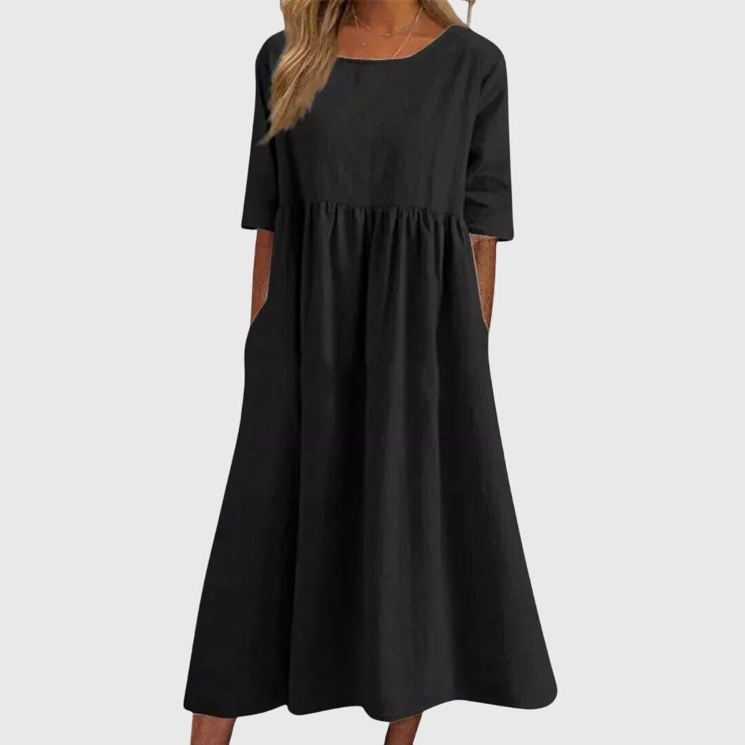 Lila | Short Sleeve Empire Waist Midi Dress