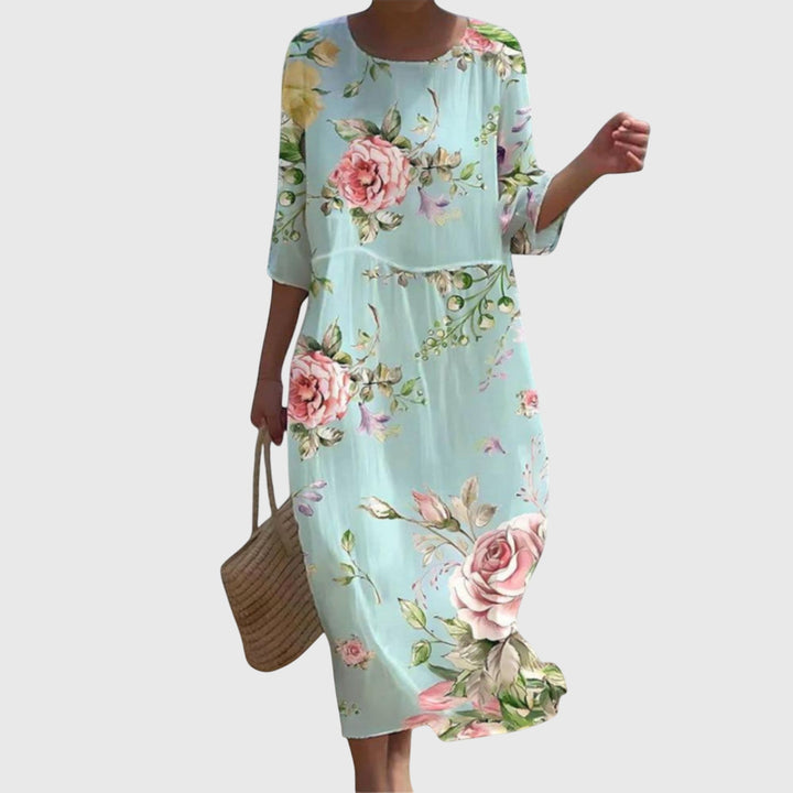 Bellarosa | Floral Midi Dress with 3/4 Sleeves