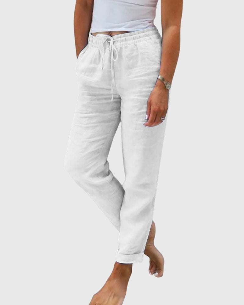 Cassia | Relaxed Drawstring Linen Pants with Pockets