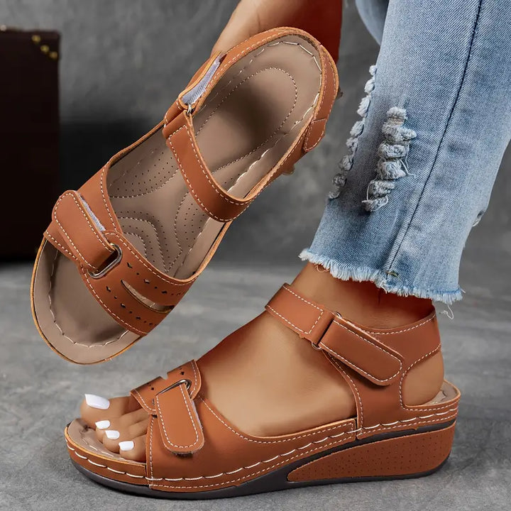Rhoda | Wedge Sandals with Velcro Straps