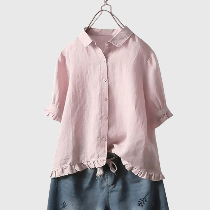 Floriana | Ruffled Hem Button Up Shirt