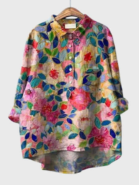 Winona | Floral Print Collared Button-Up Blouse