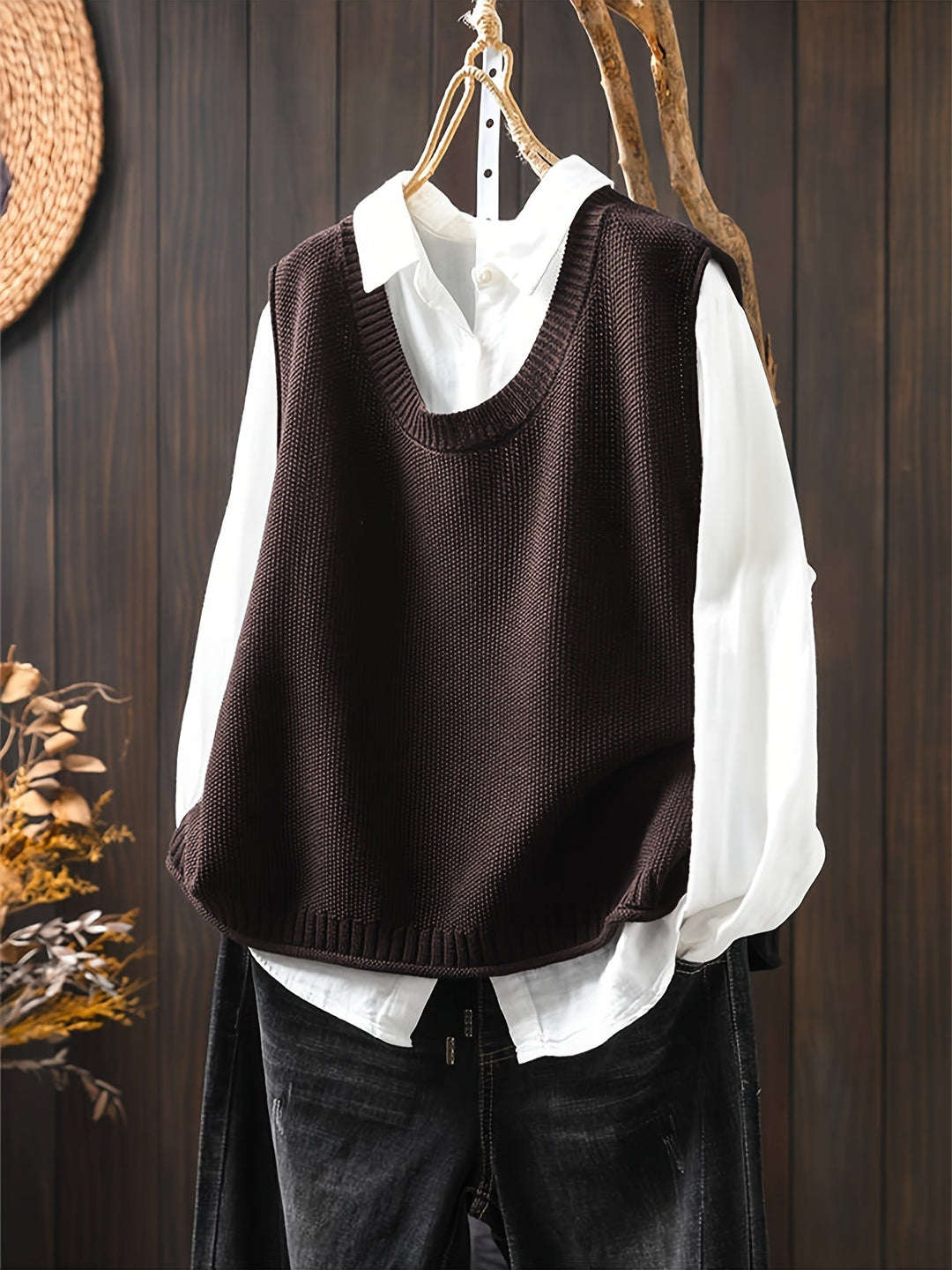 Iva | Knit Sweater Vest with Round Neck