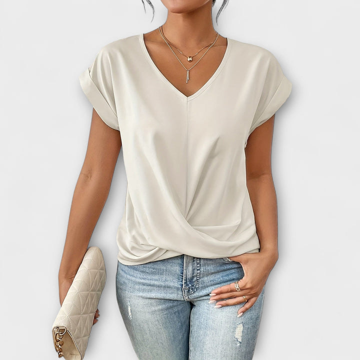 Aziza | V-Neck Top with Cap Sleeves
