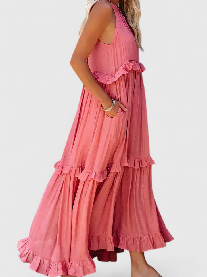 Lyric | Sleeveless Tiered Ruffle Maxi Dress