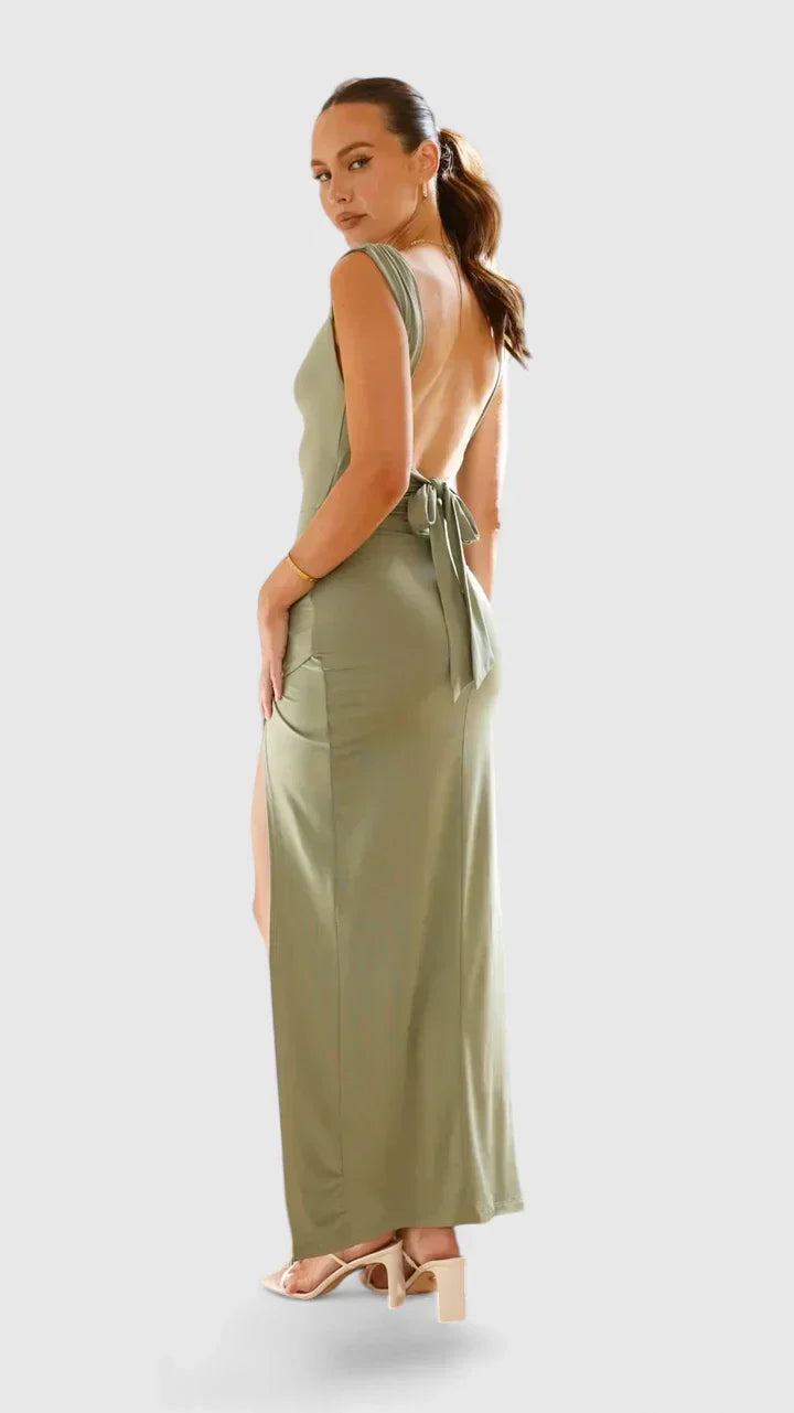 Marnie-Rose | Sage Green Cowl Neck Maxi Dress