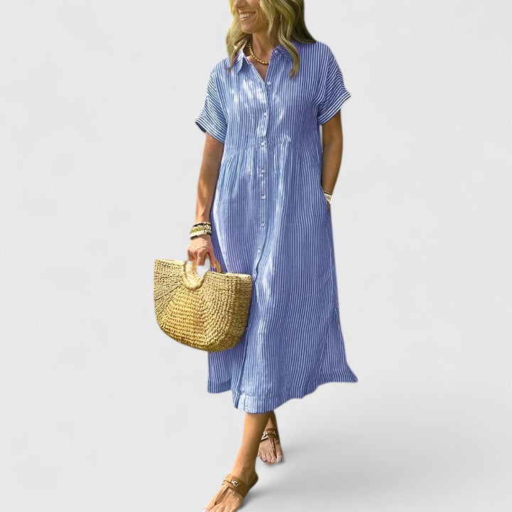 Romy | Striped Shirt Dress with Pockets