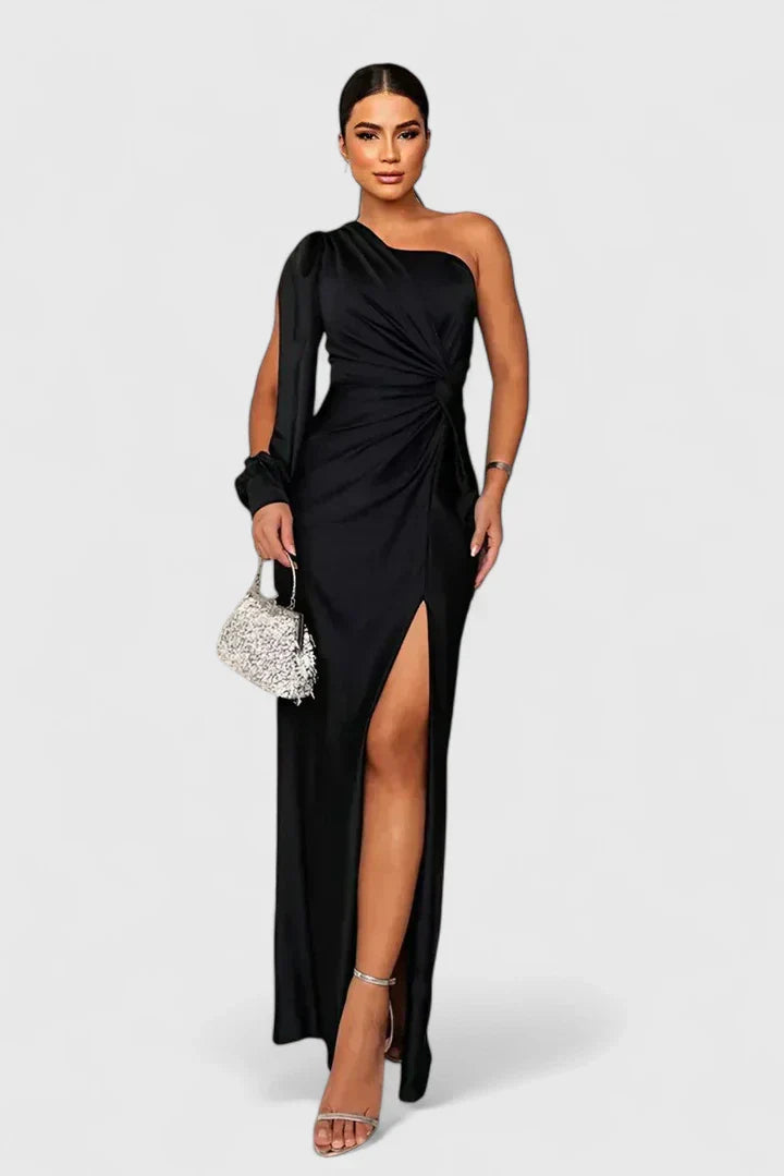Ottoline | One-Shoulder Satin Maxi Dress with Slit