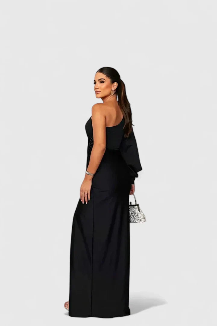 Ottoline | One-Shoulder Satin Maxi Dress with Slit