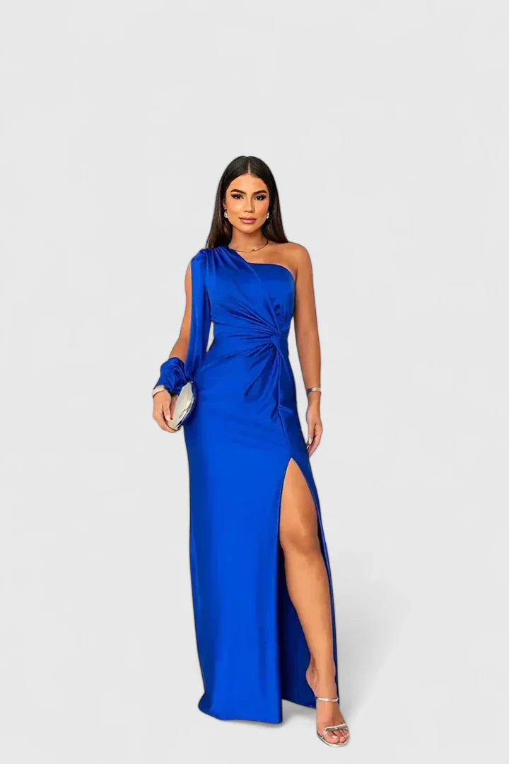 Ottoline | One-Shoulder Satin Maxi Dress with Slit