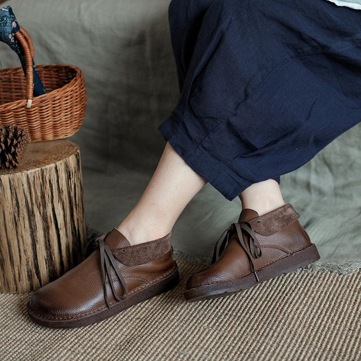 Ilana | Brown Lace-Up Leather Chelsea Boots