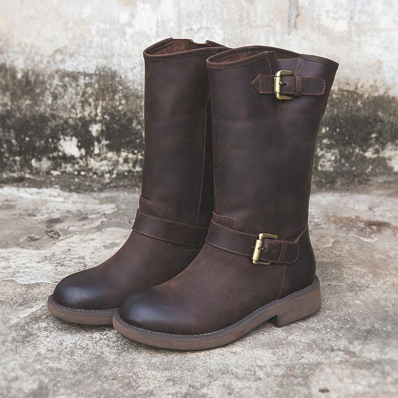 Thea | Mid-Calf Buckle Strap Boots