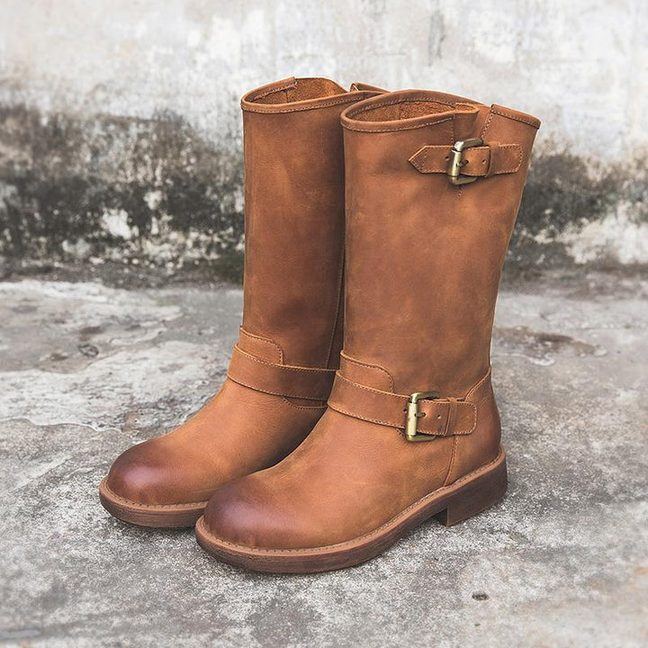 Thea | Mid-Calf Buckle Strap Boots