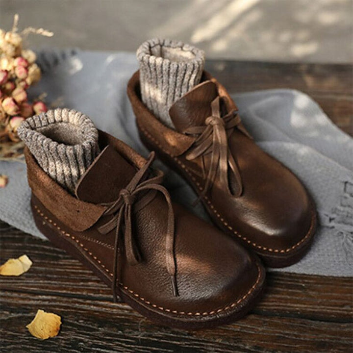 Ilana | Brown Lace-Up Leather Chelsea Boots