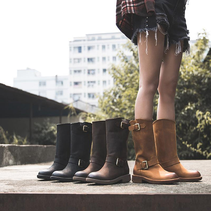 Thea | Mid-Calf Buckle Strap Boots