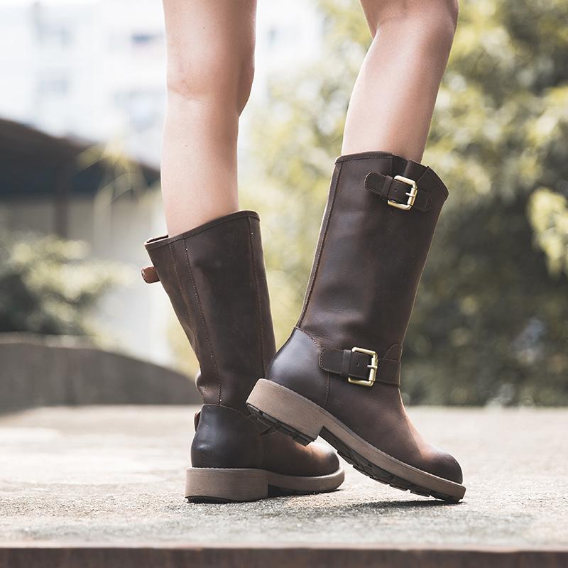 Thea | Mid-Calf Buckle Strap Boots