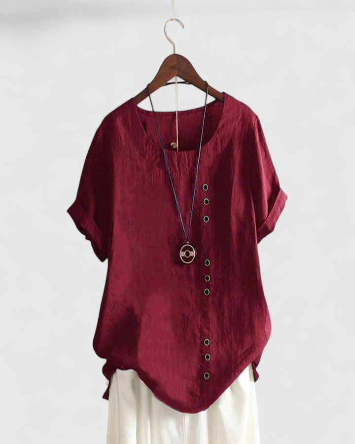 Gladys | Short Sleeve Button Blouse