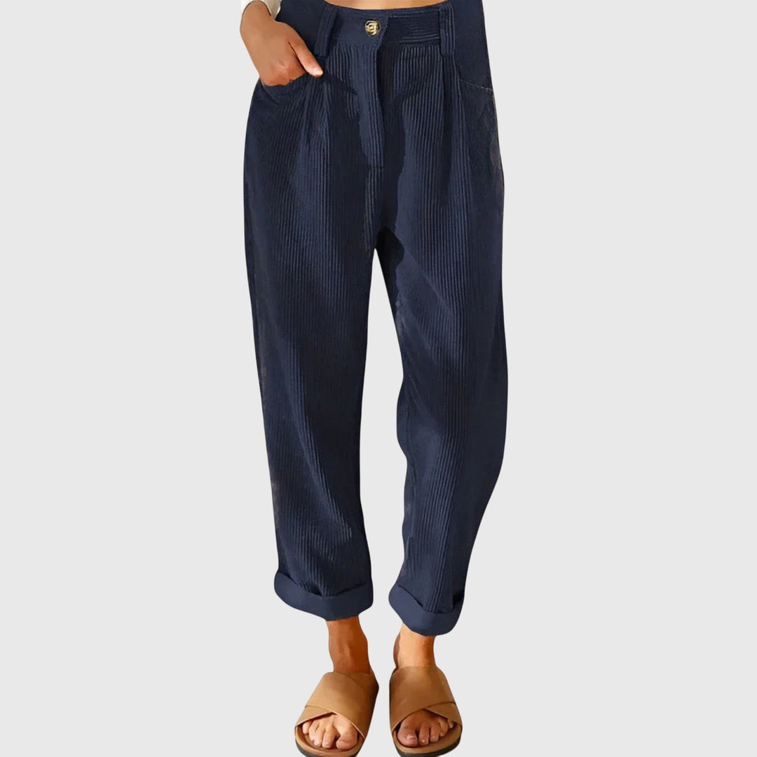 Ziva | High-Waisted Corduroy Pants with Pockets