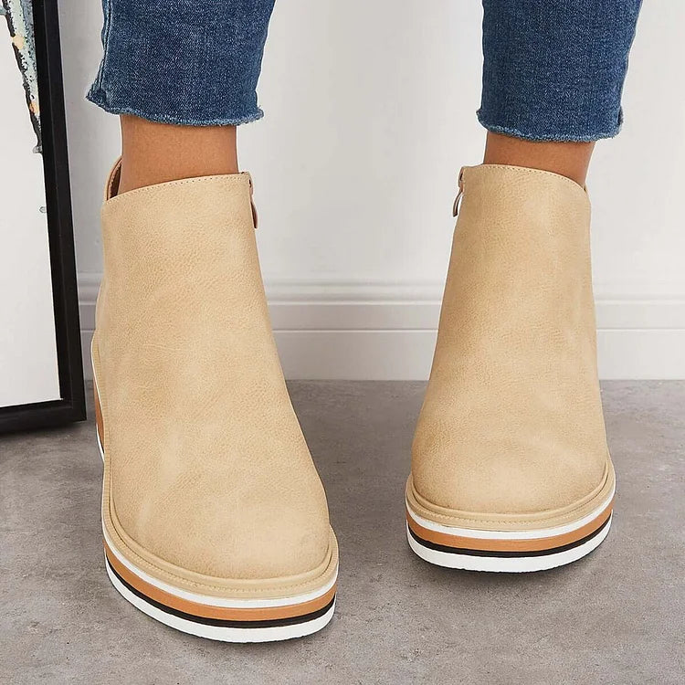 Rosa | Closed Toe Wedge Ankle Boots with Zipper