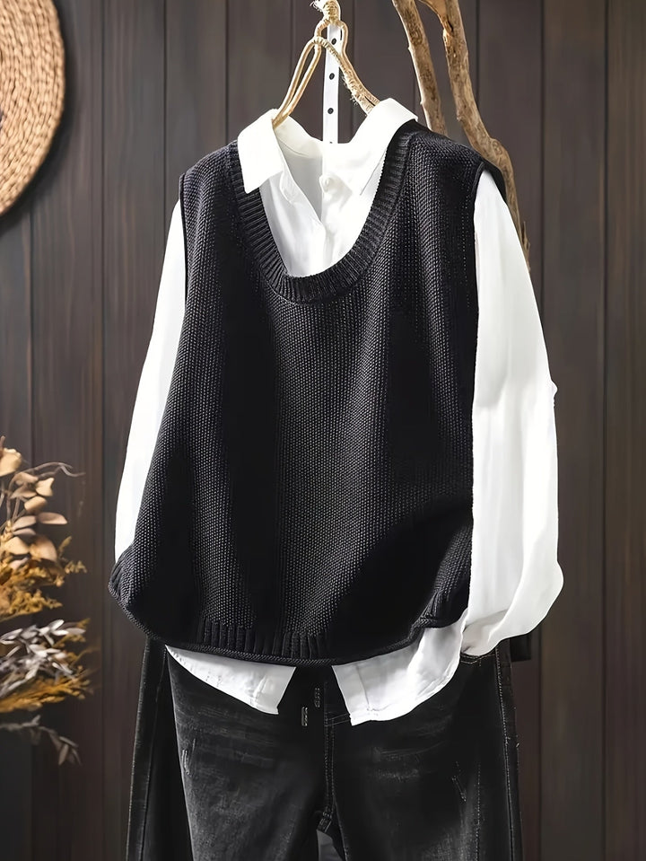 Iva | Knit Sweater Vest with Round Neck