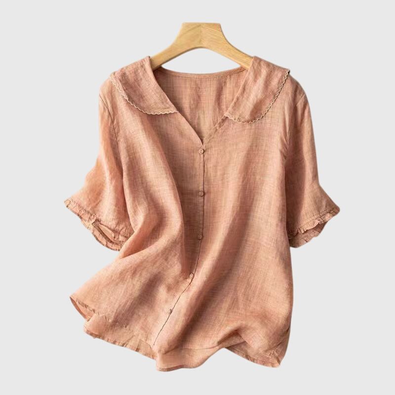 Serenity | Doll Collar Blouse with Short Sleeves