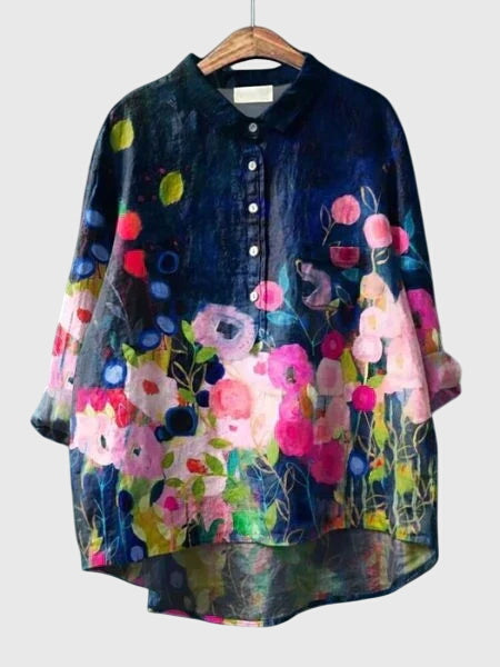 Winona | Floral Print Collared Button-Up Blouse