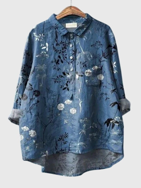 Winona | Floral Print Collared Button-Up Blouse