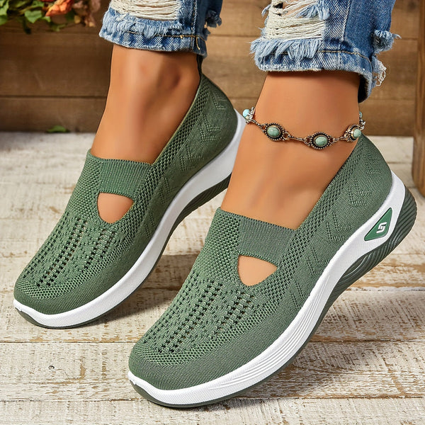 Juana | Knit Slip-On Wedge Sneakers with Cutouts