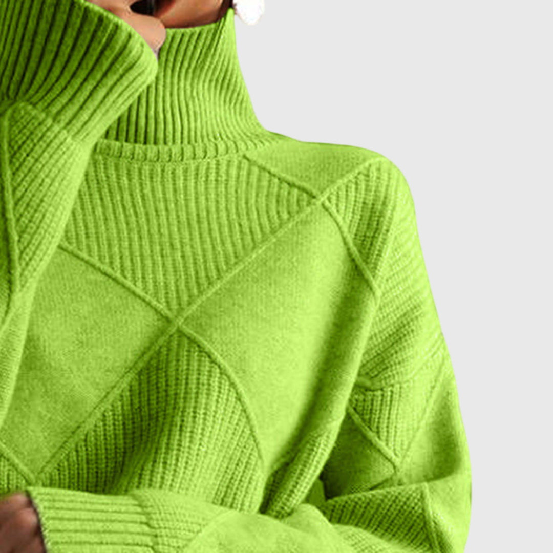 Neve | Geometric Knit Turtleneck Sweater with Long Sleeves