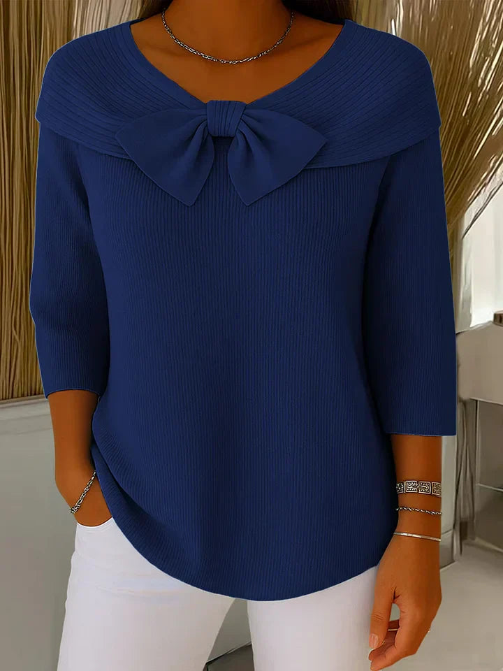 Laurie | Bow Detail Ribbed Knit Sweater