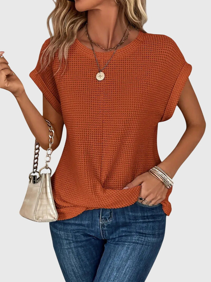 Margo | Waffle Knit Top with Short Sleeves