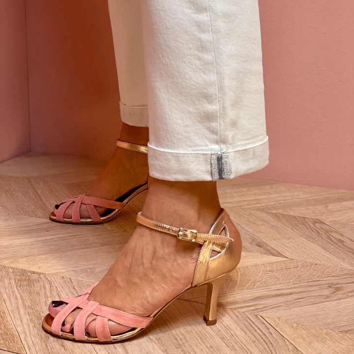 Sienna | Pink Strappy Heeled Sandals with Ankle Strap