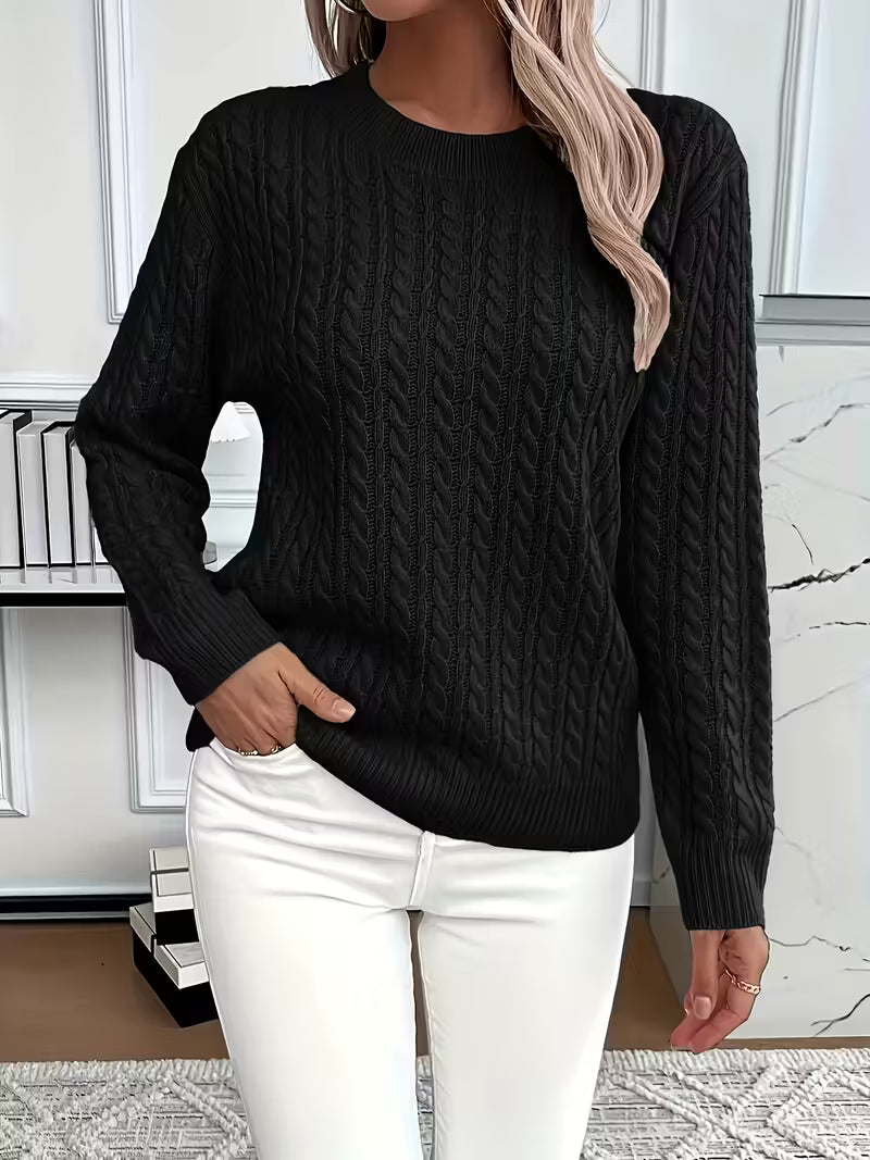 Eulalia | Cable Knit Sweater with Crew Neck