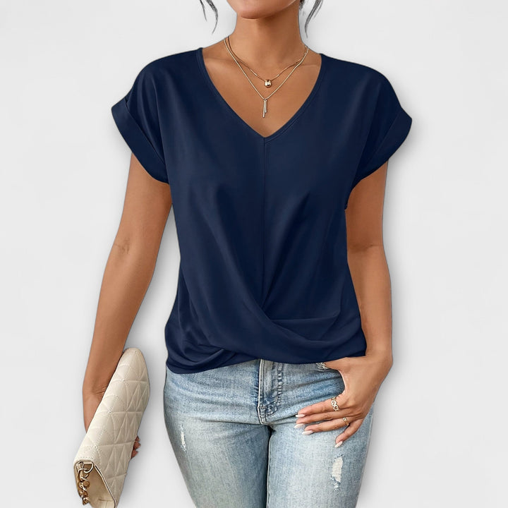 Aziza | V-Neck Top with Cap Sleeves