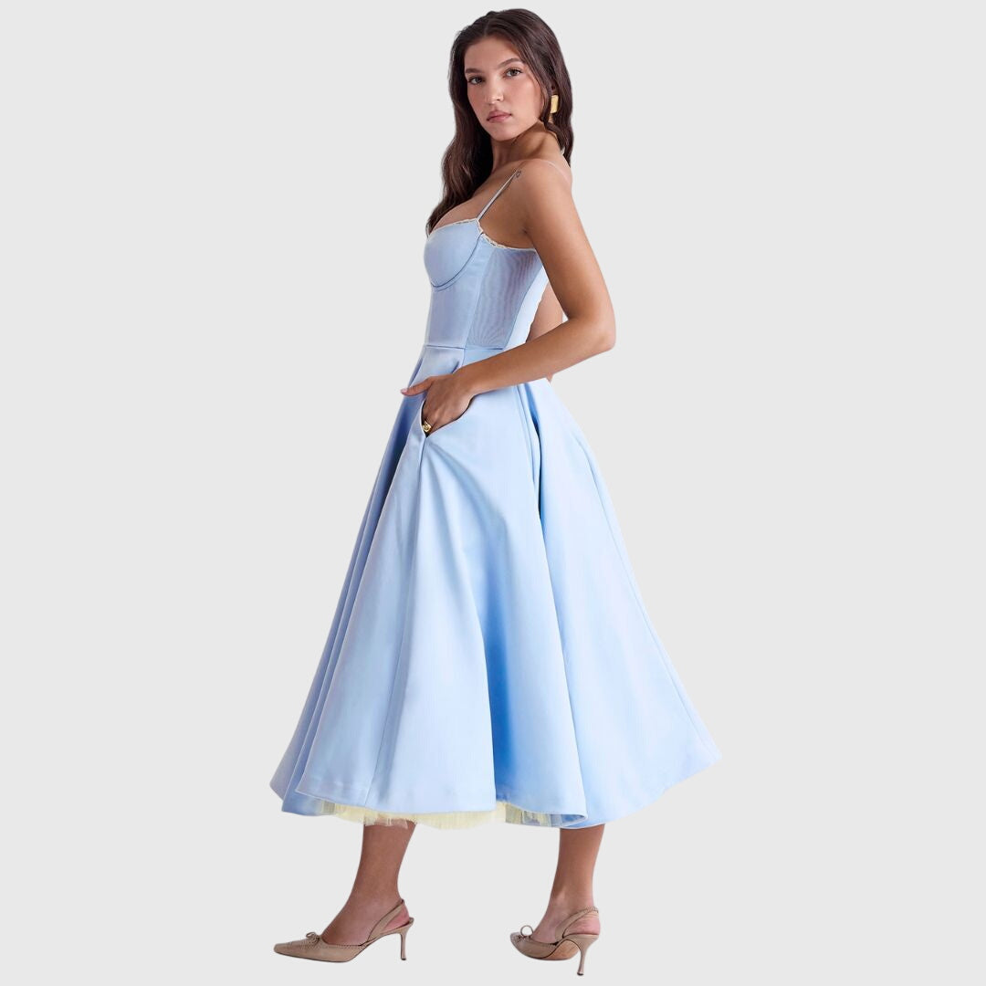 Cleopatraia | Sweetheart Neckline Empire Waist Midi Dress