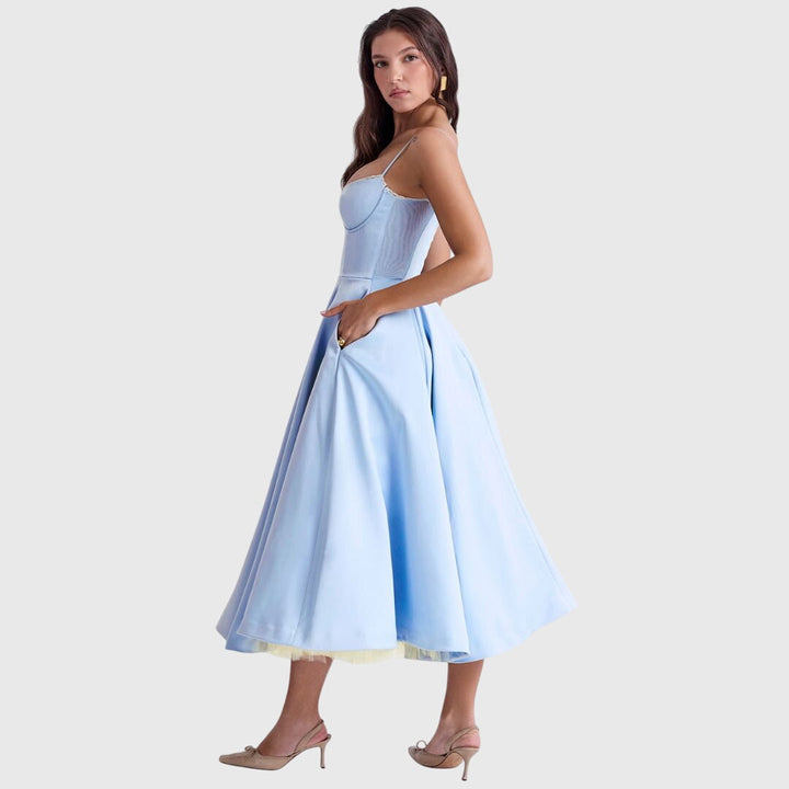 Cleopatraia | Sweetheart Neckline Empire Waist Midi Dress