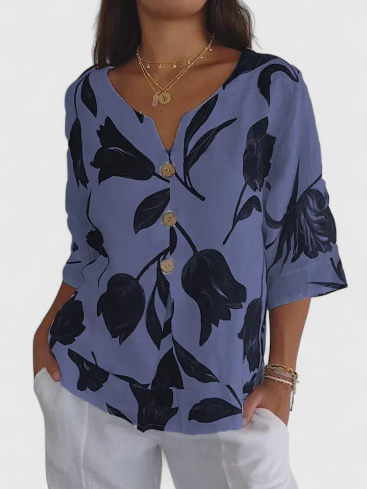 Isabel | Floral V-Neck Comfort Blouse