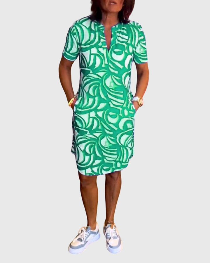 Yvaine | Abstract Print Shirt Dress with Pockets