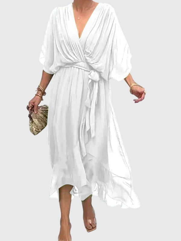 Celine | Flowy Empire Waist Dress with Belt