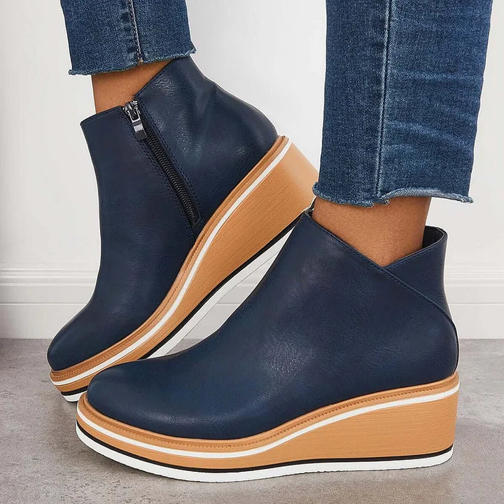 Rosa | Closed Toe Wedge Ankle Boots with Zipper