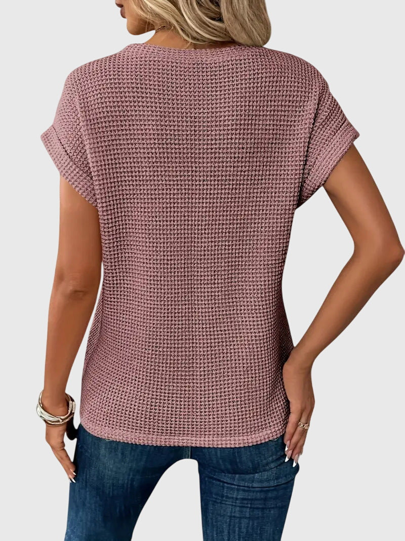 Margo | Waffle Knit Top with Short Sleeves