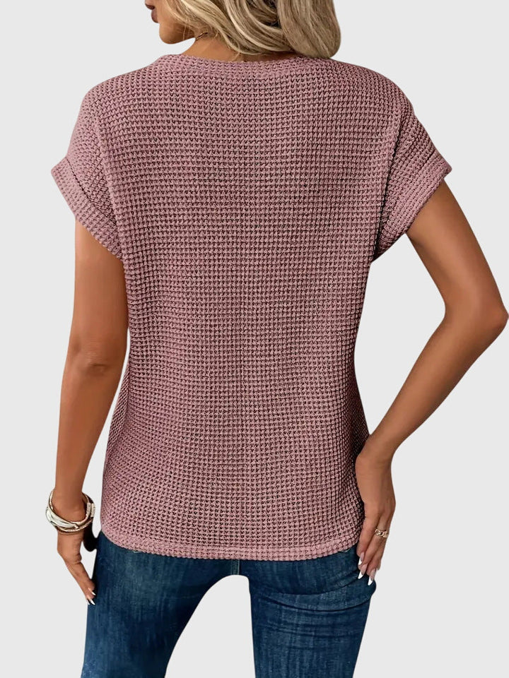 Margo | Waffle Knit Top with Short Sleeves