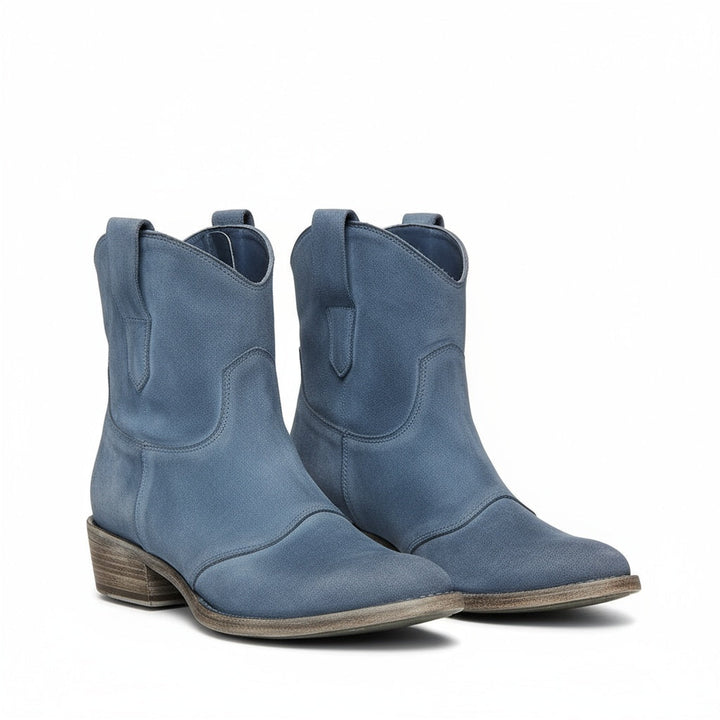 Christiana | Solid Western Ankle Boots with Block Heel