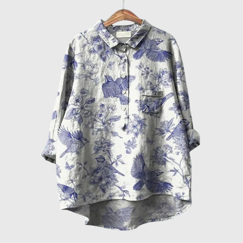 Tori | Floral Print Blouse with Button Front