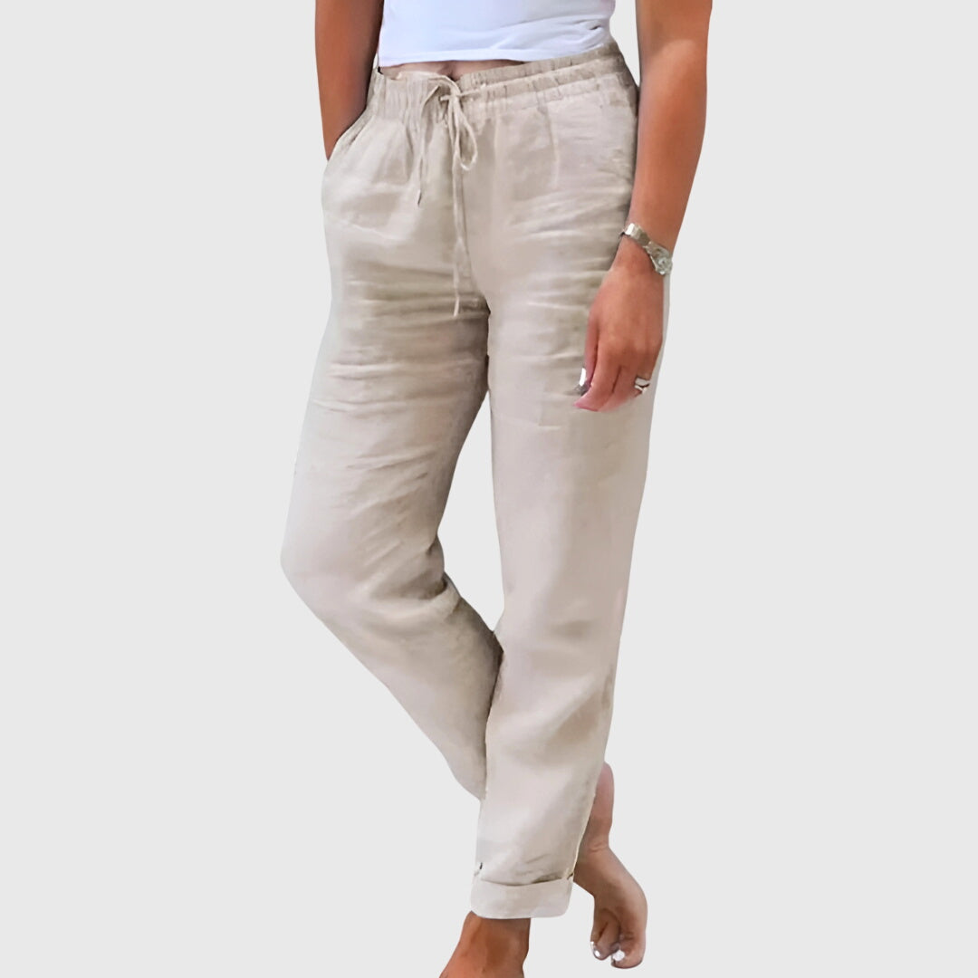 Cassia | Relaxed Drawstring Linen Pants with Pockets