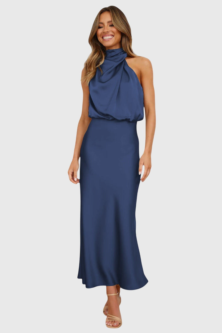 Bellatrixandrea | Satin Halter Neck Dress Sleeveless